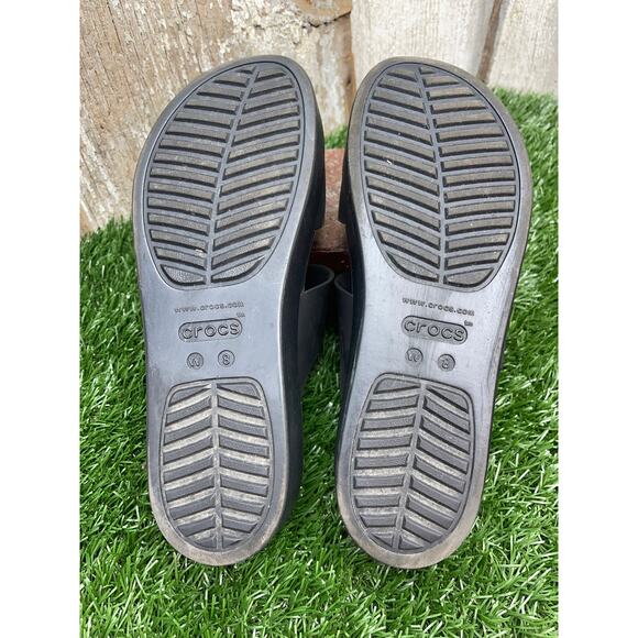 CROCS Brooklyn Buckle Black Platform Sandals Women's 8 - Picture 7 of 7